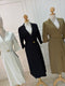 Women Elegant Double Breasted Blazer Long Dress With Waist Belty